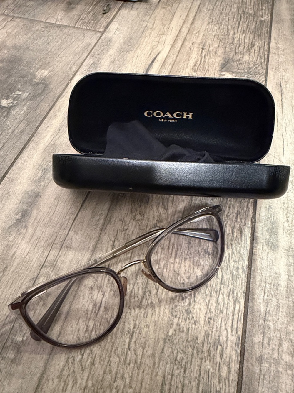 COACH Grey with gold accents Eyeglasses w/case